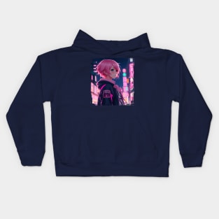 Cyberpunk girl Kids Hoodie